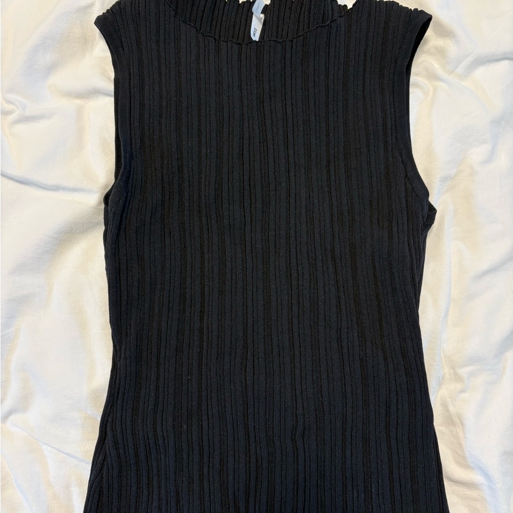 Black Ribbed Sleeveless Top